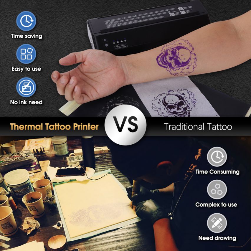 1 Pc Tattoo Stencil Printer, Tattoo Stencil Machine with 10 Pcs